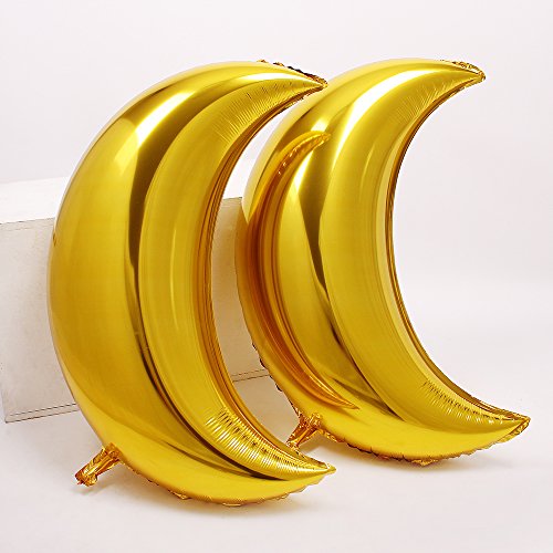 ZOOYOO 36" Moon Foil Mylar Balloon - 10pcs Balloons For Birthday Party & Wedding Decoration (Gold)