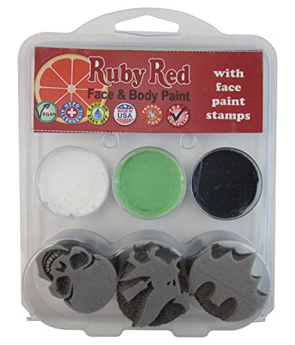 Ruby Red Paint Face Paint, 2ML X 3 Colors - Halloween 2 Stamp Palette