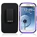 Cellularvilla For Samsung Galaxy Grand GT-I9080 GT-I9082 Duos Purple Black Hard Soft Dual Layer Holster Case KickStand with Locking Belt Swivel Clip Cover Protector (Purple Black)