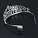 Birthday Crown Silver Crystal Tiara Crown Headband Princess Tiara with Combs Hair Accessories for Women girls ﻿