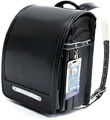 Ransel Randoseru satchel bag A4 Clear file fits Japanese school bag with rain cover Japan Imported (Black)