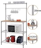 Finnhomy 14x36x61 4-Tiers Adjustable Kitchen Bakers Rack Kitchen Cart Microwave Stand with Chrome Shelves and Thicken Bamboo Cutting Board