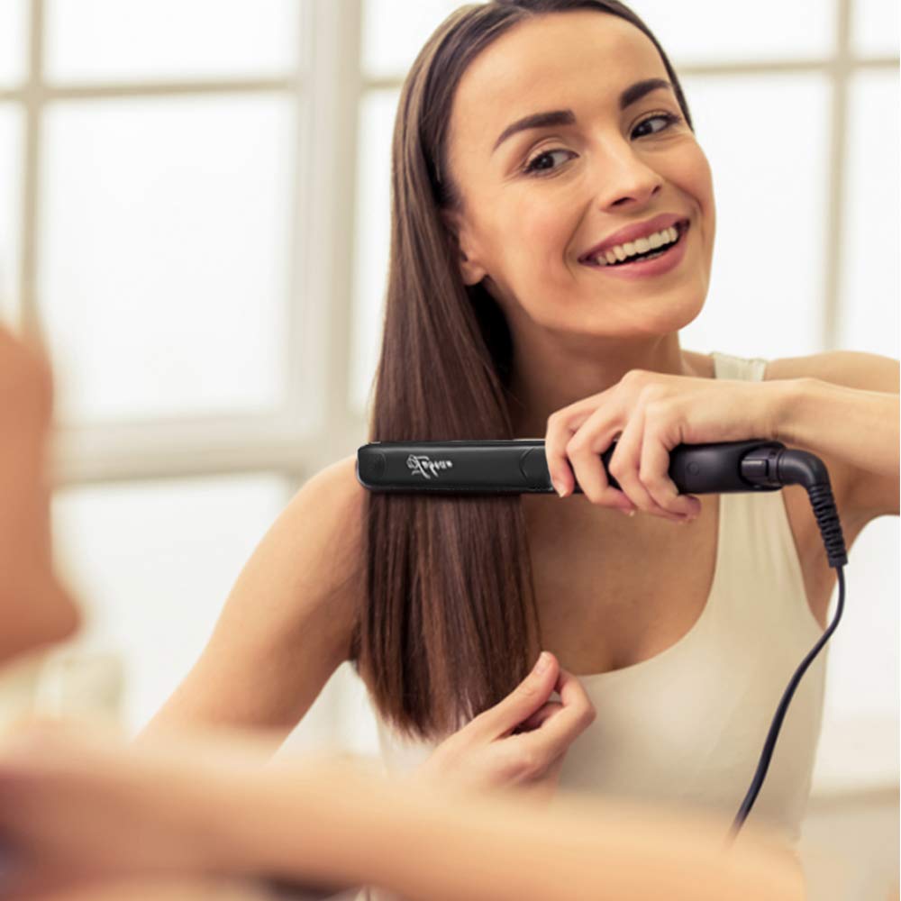 Megadream Hair Straightener, Flat Iron for Hair Styling 2 in 1 Straighten & Curl Tourmaline Ceramic Hair Straightener Brush Straight Hair Comb with Adjustable Temperature, LCD Display