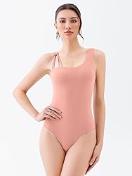 REORIA Women's Asymmetrical Shoulder Strap Bodysuit