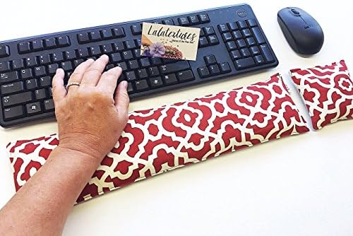 Lavender and Flax! Keyboard and Mouse Pad Wrist Rest. Ergonomic Heating pad. Vermilion and White.