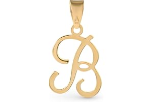 Amberta Italian 9ct Gold Initial Pendant for Women Men | Real Gold Letter Pendant | Solid Gold Pendant without Chain | 9ct Go
