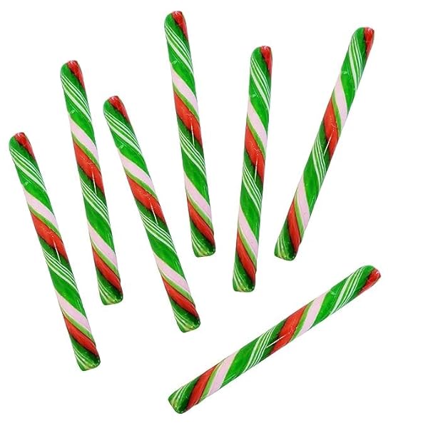 FRUIDLES 24-PACK CHRISTMAS CANDY CANE STICKS SUCKERS, OLD-FASHIONED RED GREEN & WHITE, INDIVIDUALLY WRAPPED, 5.5″ INCH,
