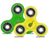 Spinner Fidget Toy Stress Reducer With Premium Bearing Tri-Spinner Fidget - Perfect For ADD, ADHD, Anxiety, and Autism Adult Children (2 Pack Green+Yellow)