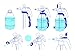 COREGEAR USA Misters 1.5 Liter (Ultra Cool™ Combo Pack). Includes 2 Personal Handheld Water Misters, 2 Neoprene Sleeves, 2 Extra Nozzles, 2 Carrying Straps with Bag Clip Blue Teal