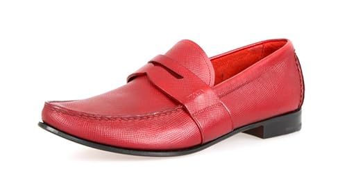 Amazon Com Prada Men S 2da060 Red Saffiano Leather Business