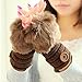 DZT1968® 1PCWomen Winter Faux Rabbit Fur Wrist Fingerless Gloves Mittens (Coffee)