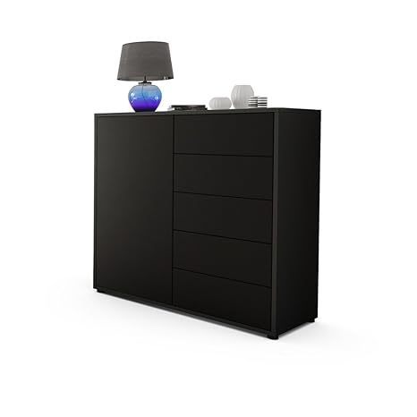 Vladon Cabinet Chest Of Drawers Ben V2 Carcass In Black Matt