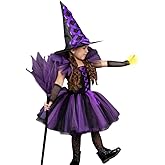 XGOPTS Girls Halloween Witch Costume with Hat Wicked Dark Witch Dress Witch Outfit for Halloween Party Cosplay Dress up