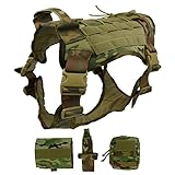 Ultrafun Tactical Dog Harness with Patches Pouches Handle, Molle Vest for Dogs (CP, L)