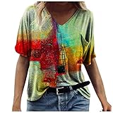Short Sleeve Tops for Womens Colorful Printed