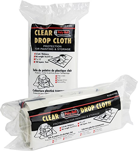 Greenco Multi- Purpose Plastic Drop Cloth Poly Roll, Clear, 2.0 Mil Thickness- 9' x 12' (Pack of 3)
