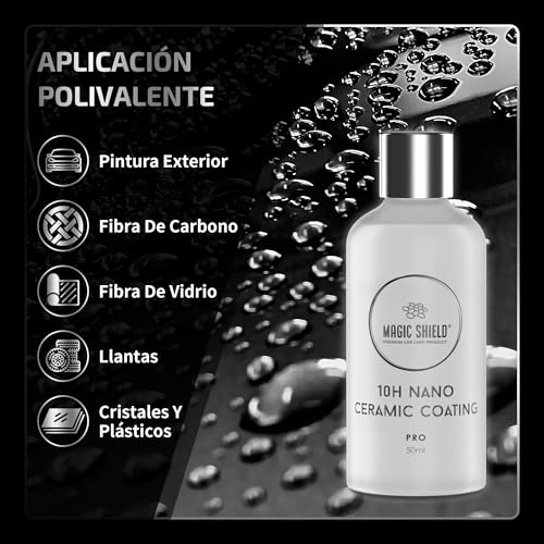Magic Shield Recubrimiento Cerámico PRO 10H - Auto Reparador | Protección Avanzada SiO2 Duradera | Aplicación Fácil | Brillo Intenso | Ideal para Autos, Motos, RVs y Barcos
