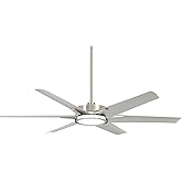 MINKA-AIRE F866L-BNW Deco 65" Outdoor Ceiling Fan with LED Lights, Brushed Nickel Wet