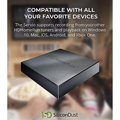 SiliconDust HD Homerun SERVIO DVR Tuner with 2TB of Storage (HHDD-2TB) and Monoprice Indoor Flat 4K HDTV Multi-Directional Antenna Bundle