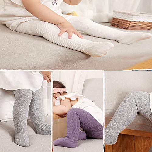 Baby Girls Tights Toddler Boys Tights Leggings Pantyhose Stockings for Infant (white,grey,purple Pack of 3) - Thumbnail 5