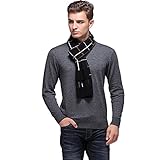 Ysiop Men Wool Scarf Knit Stripe Plaid Scarves