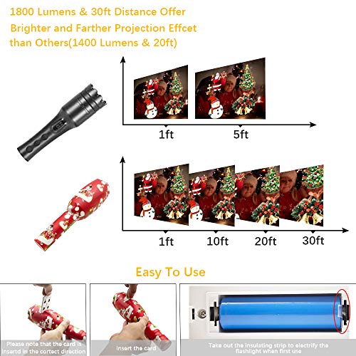 LED music Christmas Lights Projector,Handheld Kids Projection Flashlight with 32 unique images Light Show, Halloween Lights Decoration for Christmas Easter Halloween, Carnival and Birthday Party - Thumbnail 3