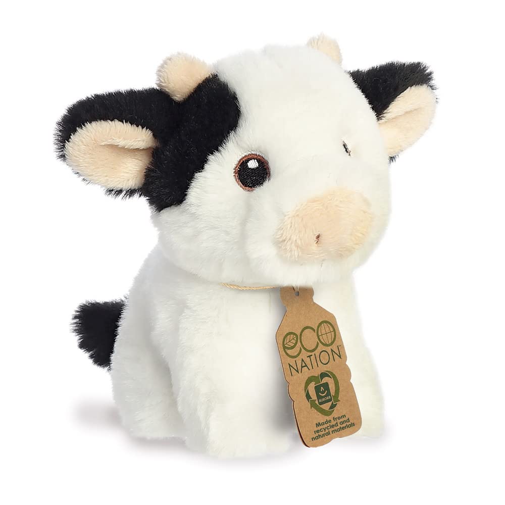 Aurora, 35072, Eco Nation Mini Cow, 5In, Soft Toy, Black & White