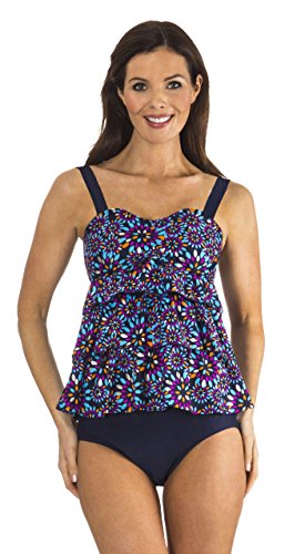Mazu Swim Bandeau Ruffle Tankini Women's Swimsuit with Mid Waist Brief (8-16) Mazu Swim Bandeau Ruffle Tankini Women's Swimsuit with Mid Waist Brief (8-16)