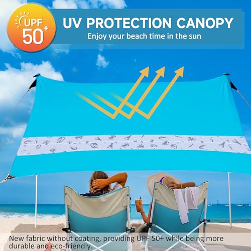 VILLEY Beach Canopy UPF50+ UV Protection 2m x 2.4m Lycra Tent for Picnics and Fishing