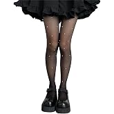 SLITHICE Women's Fishnet Stockings Sparkly Rhinestone Tights Black Glitter Fishnets