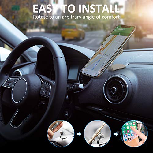 Magnetic Car Phone Mount, Cell Phone Ring Holder for Car/Desk,Magnet Vent Dashboard GPS Phone Holder Stand for Mobile Phone and Tablet (Silver)