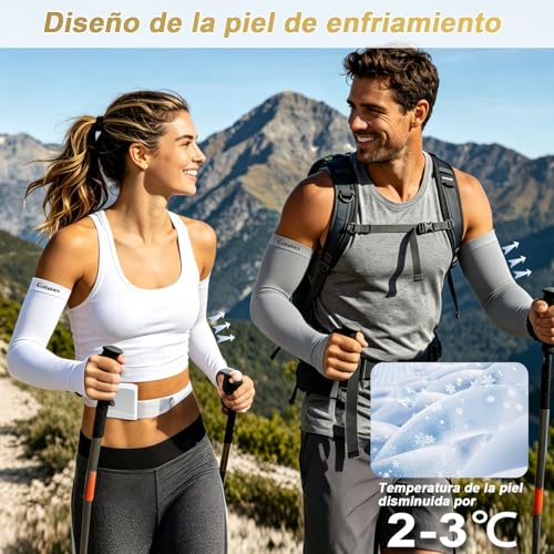4 Pares Mangas para Brazos UV Hombre y Mujer, Mangas de Compresión UPF 50+, Seda de Hielo Transpirables para Running, Ciclismo y Deportes