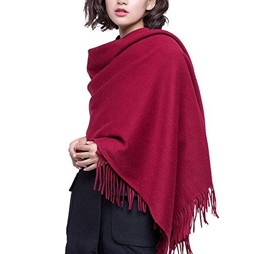 100% Lambswool Winter Scarf with Tassels for Women Oversized Scarf Wraps Wool Shawl,Wine Red,One size 100% Lambswool Winter Scarf with Tassels for Women Oversized Scarf Wraps Wool Shawl,Wine Red,One size