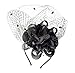 Fascinators Hair Clip Headband Pillbox Hat Bowler Feather Flower Veil Wedding Party Hat, Black, One Size