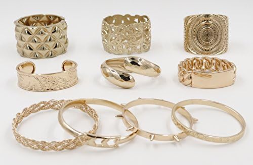Choice by Choi Fashion Jewelry - 10 Piece GOLD Bracelets - Wholesale Bulk