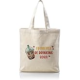 WDSXWH Reusable Grocery Bags, Shopping Bags, Travel Bag, Boba Tea Lover Gifts, Boba Gifts for Girls Friend Daughter, I'd Rather Be Drinking Boba Tote Bag