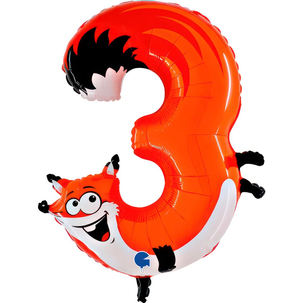 Grabo 43-0WE-P Number 3 Fox Animaloons Single Pack, Length-40 Inch, Multi Colour, One Size