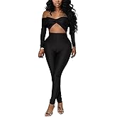 Sprifloral Women Sexy Off Shoulder Ruched Hollow Out Bodycon Long Pants Jumpsuit Romper Clubwear One Piece Outfits