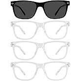 WEMOOTANTS 4 Pack Reading Glasses with Spring Hinges, Rectangle Readers for Women Men 1.0 1.25 1.5 1.75 2.0 to 4.0