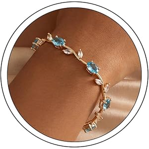 AAA Cubic Zirconia Dainty Rose Floral Gold Bracelet Jewelry for Women | 18K Gold Plated, Gemstone,Vintage Fashion Trendy Flow