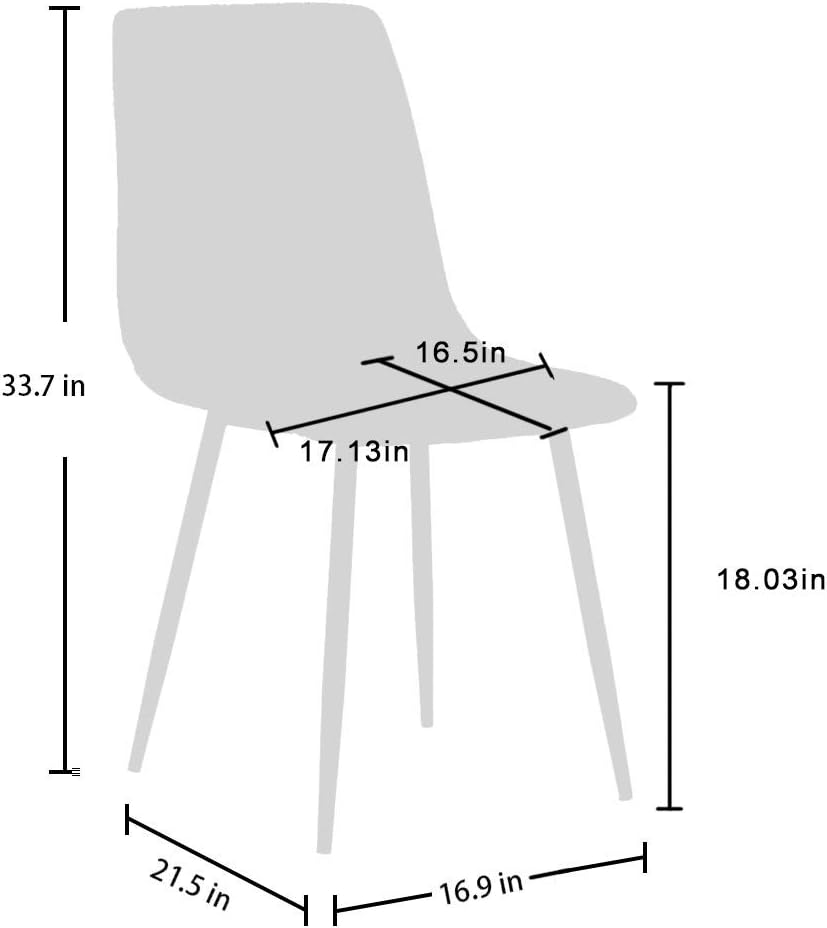 CangLong Dining Kitchen Fabric Cushion Seat Back, Modern Mid Century Living Room Side Chairs with Metal Legs, Set of 4, Gray: Furniture & Decor