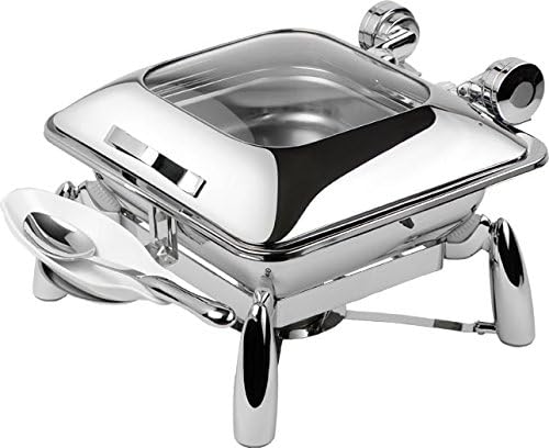1A15700B Smart W Square Chafing Dish with Glass Lid, Base and Spoon Holder