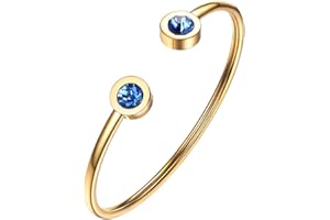 PROSTEEL Stainless Steel Birthstone Bracelet Jan - Dec Birthday,Jewelry for Women,fit Wrist from 5.5''-7.6'' in Circumference, Come with Box