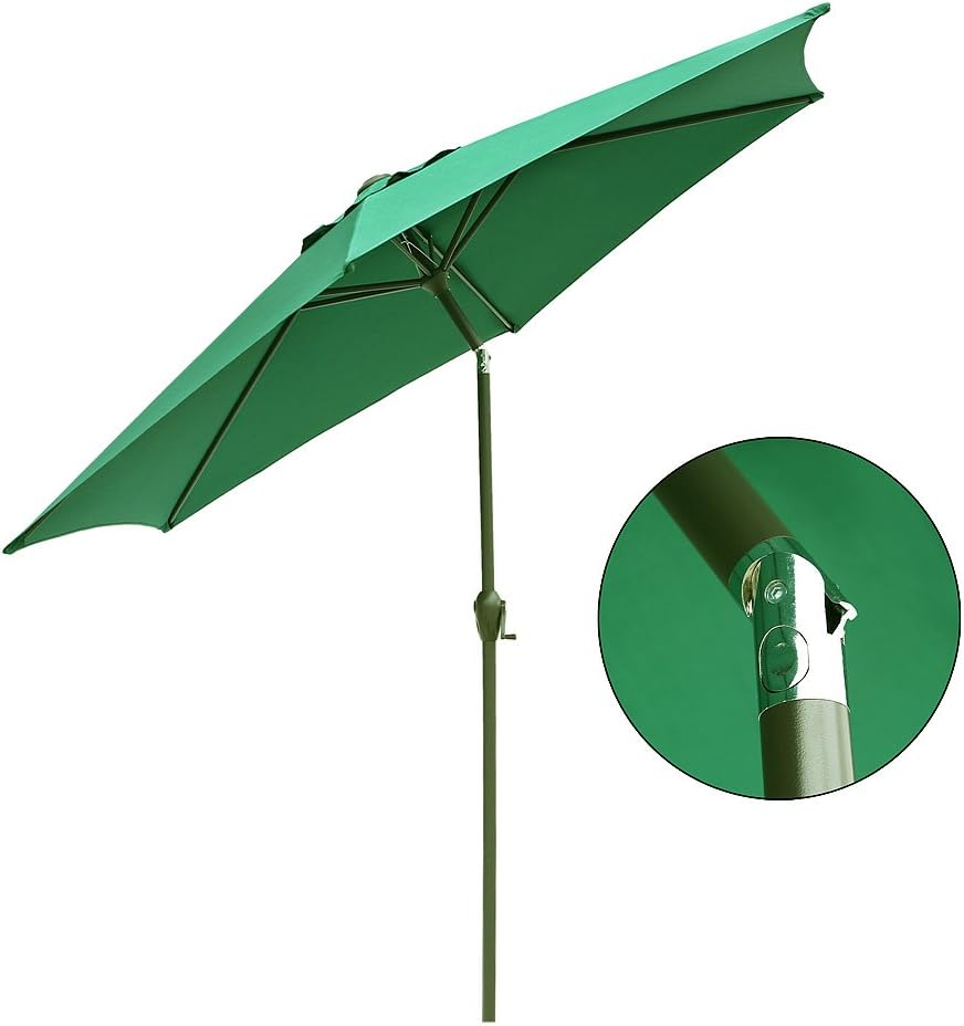 Amazon Com Le Papillon 9 Ft Outdoor Patio Umbrella Aluminum Table Market Umbrella 6 Ribs Crank Lift Push Button Tilt Green Garden Outdoor