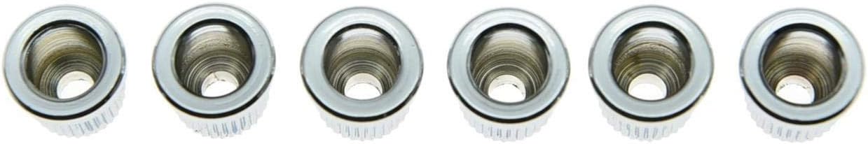 KAISH 6x Chrome Guitar String Through Body Ferrule 5/16" String Ferrules for USA Tele/Telecaster, Zinc Version with knurled edge - Image 3