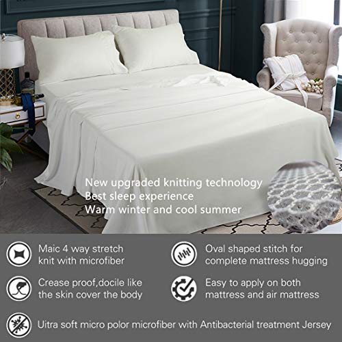 Abakan Bed Sheet Set 4 Piece Super Soft Brushed Microfiber 1800 Series Hotel Luxury Egyptian Sheet Breathable, Wrinkle, Fade Resistant Deep Pocket Bedding Sheet Set (Full, White) - Thumbnail 4