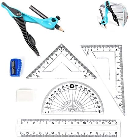 Math Compass for Geometry - Ruler Set Drafting Tools, Pencil Compass Drawing Triangle Geometry Kit - Perfect for Classroom, Students and Teachers - by STABKA