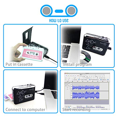 Reshow Cassette Player Portable Tape Player Captures MP3 Audio Music