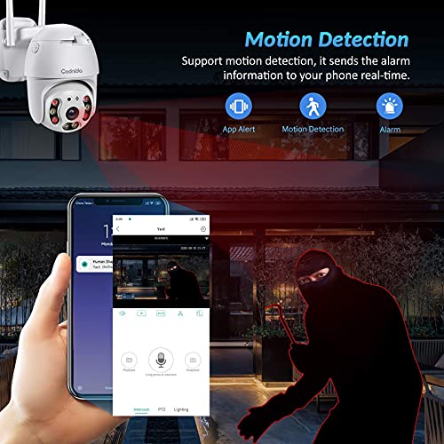 Security Camera Outdoor, Codnida Pan Tilt Wireless WiFi Security Camera
