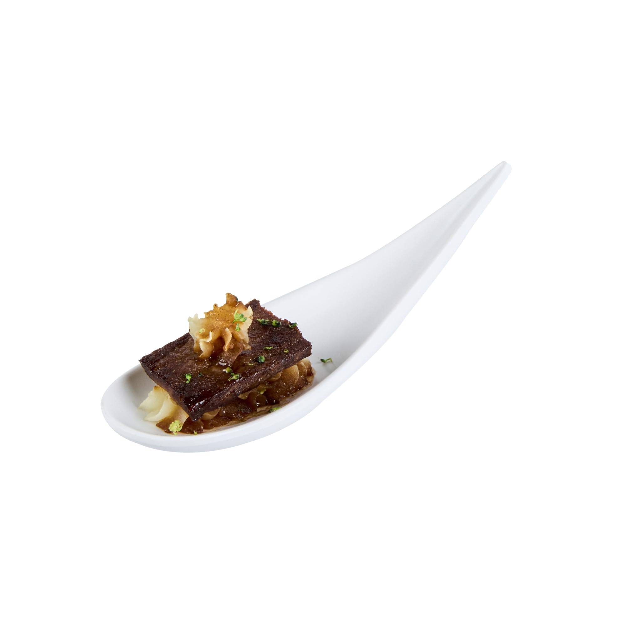 Restaurantware Voga 4.3 x 1.8 x 1.8 Inch Tasting Spoons 10 Teardrop Appetizer Tasting Spoons - Premium Versatile White Melamine Sample Spoons Top Rack Dishwashable for Appetizer Or Desserts